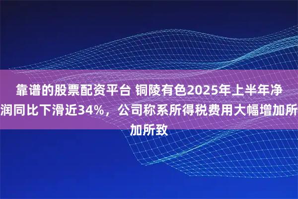 靠谱的股票配资平台 铜陵有色2025年上半年净利润同比下滑近34%，公司称系所得税费用大幅增加所致