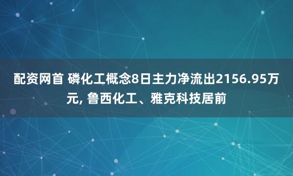 配资网首 磷化工概念8日主力净流出2156.95万元, 鲁西化工、雅克科技居前
